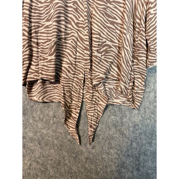 Ariat Womens Zebra Print Tie Front Foster Top 3/4 Sleeve - Medium - Picture 3 of 8